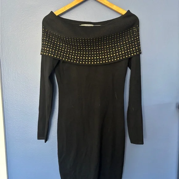 Say What? Black Long Sleeve Studded Dress - Picture 2 of 6